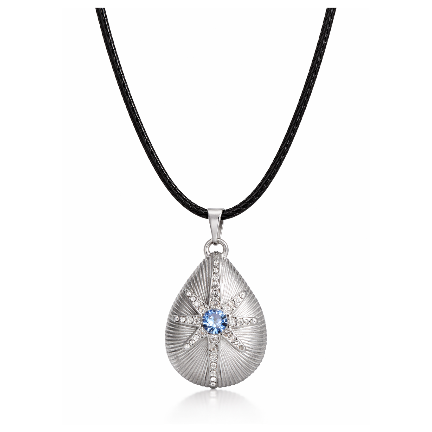 xroma - Collier Onyx noir grand pendentif ovale en argent ton, en résine. Monochrome & minimal